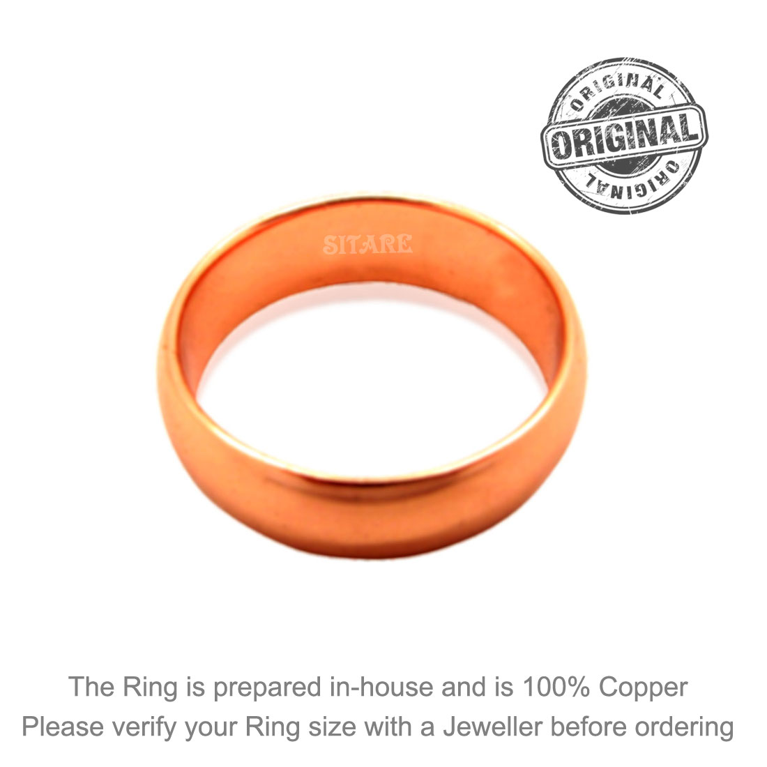 Pure Copper Plain Rounded Ring Sun Astrology Band - Image 2