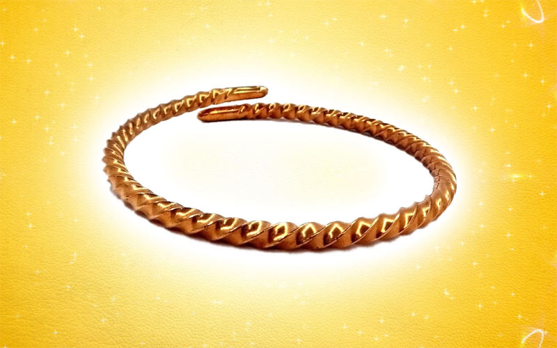 Pure Copper Spiral Bracelet Surya Astrology Adjustable Kada