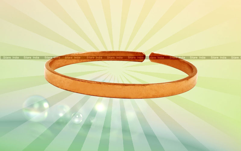 Pure Copper Bracelet Adjustable Surya Astrology Flat Kada