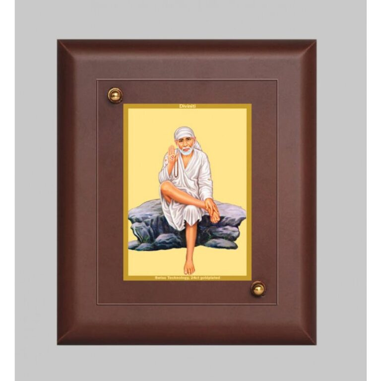 Lord Sai Baba Gold Plated Photo Frame Divinity India