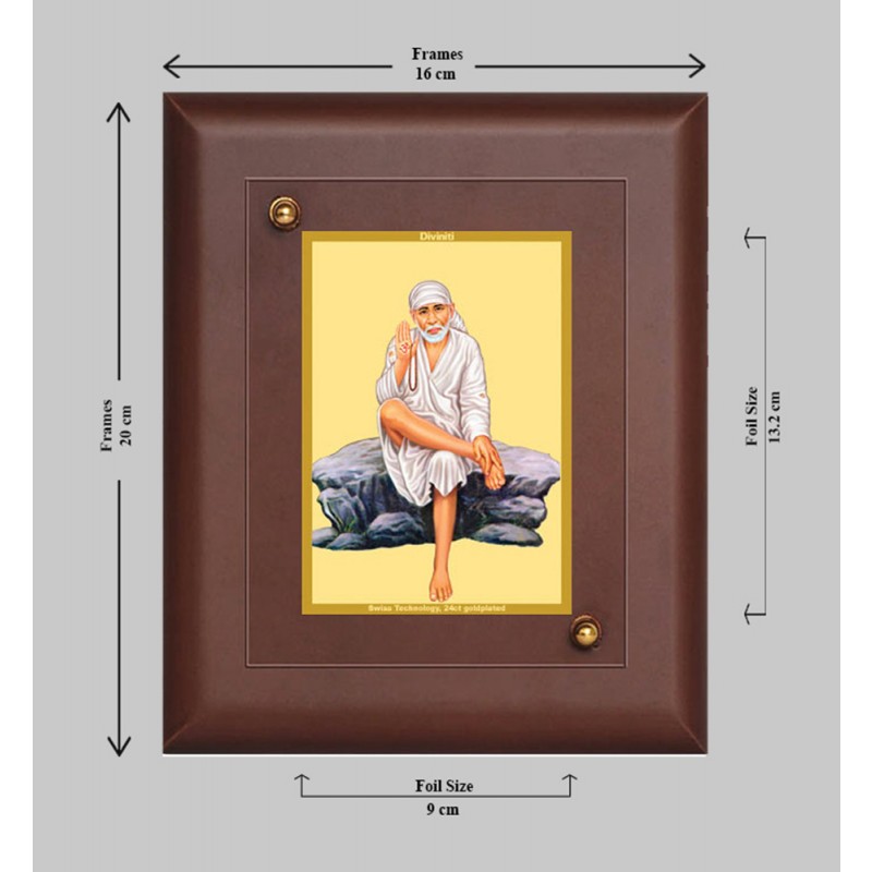Lord Sai Baba Gold Plated Photo Frame Divinity India - Image 2